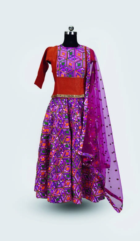 Rani Pink Bandhej Lehenga — Indian Folk Dance Costumes by Design My Dress Bharat