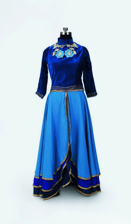 Azure Indo-Western Gown — Contemporary Fusion Costumes by Design My Dress Bharat