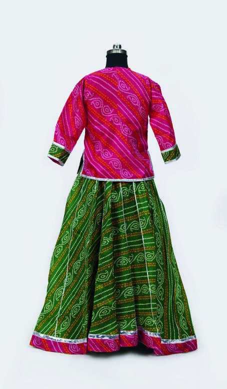 Green Leheriya Twirl Set — Indian Folk Dance Costumes by Design My Dress Bharat