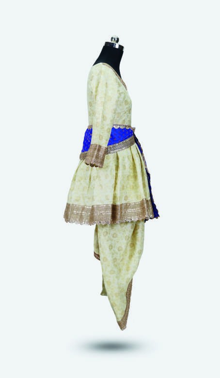 Cream & Blue Dhoti Kurta — Classical Dance Costumes by Design My Dress Bharat