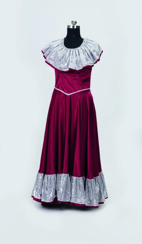 Ruby Ruffle Stage Gown — Western Dance Costumes by Design My Dress Bharat